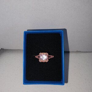 Morganite Simulant and Lab Created Pink Sapphire 18K Rose Gold Over Sterling Sil